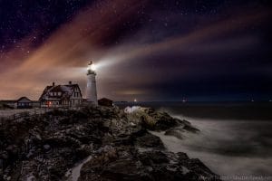 The Portland Head Light at night. Click to enlarge.