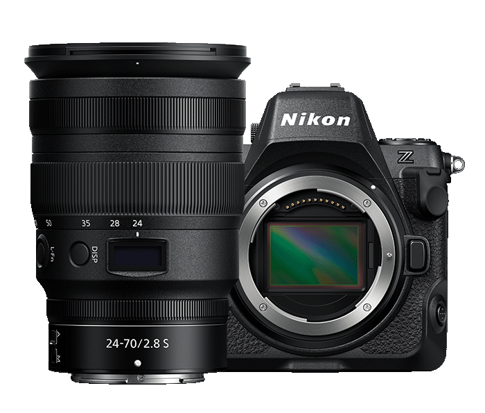 Nikon Z8 camera body beside a NIKKOR Z 24–70mm f/2.8 S lens